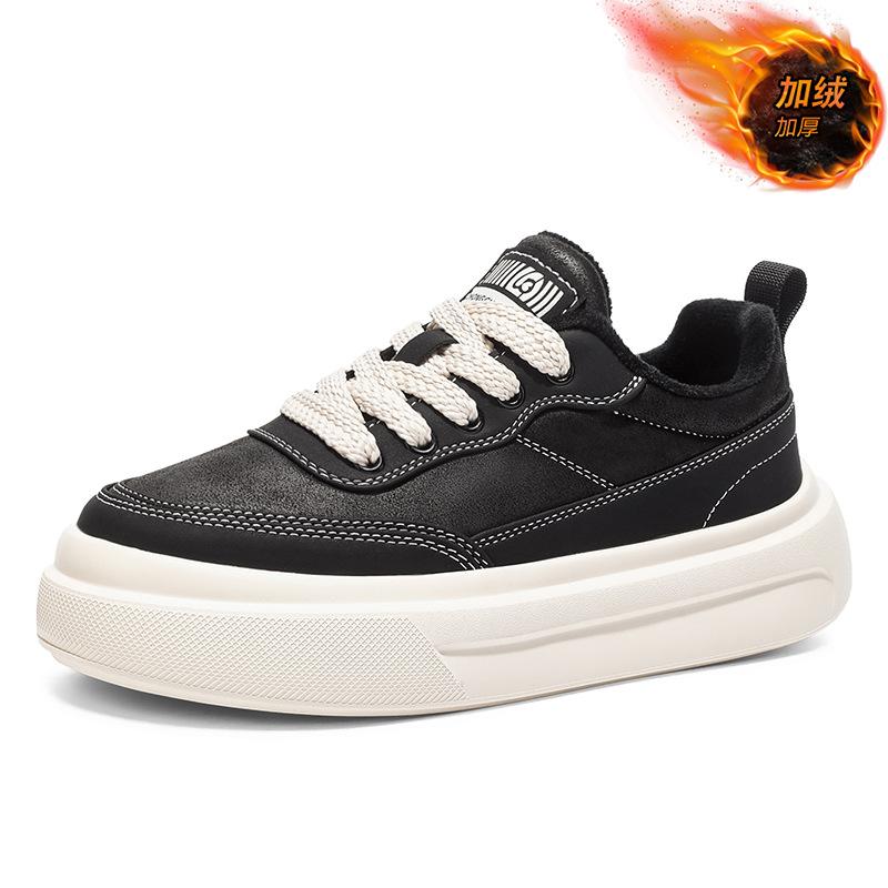 Autumn and winter velvet new trendy shoes thick baseplate shoes heightening sports and leisure shoes