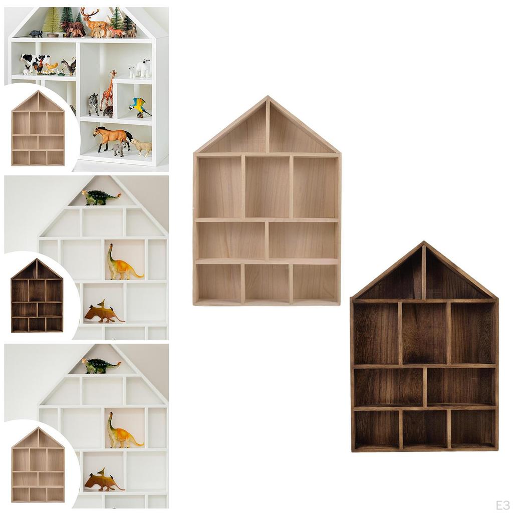 Display Shelf Rack 10 Compartments Vintage Hanging Shelves Wall Mounted for Office