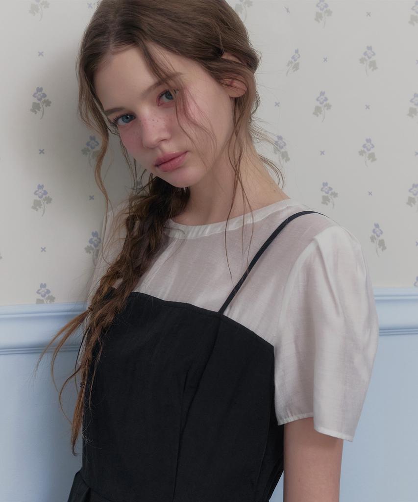 Teuwi Hepo Layered Pintuck Short Sleeve Long Dress