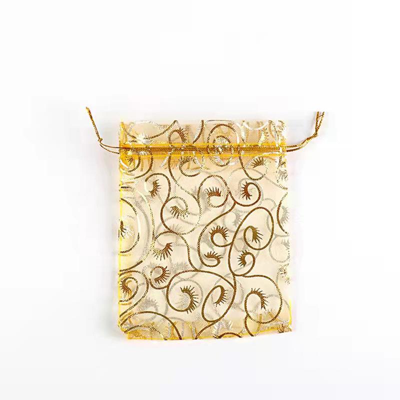 100Pcs Champagne Eyelash Organza Drawstring Pouches Jewelry Wedding Gift Bags