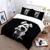 Cartoon White Dog Black Background Duvet Cover Set With 3D Printing Design Soft Polyester Bedding Set All-Season Comfort