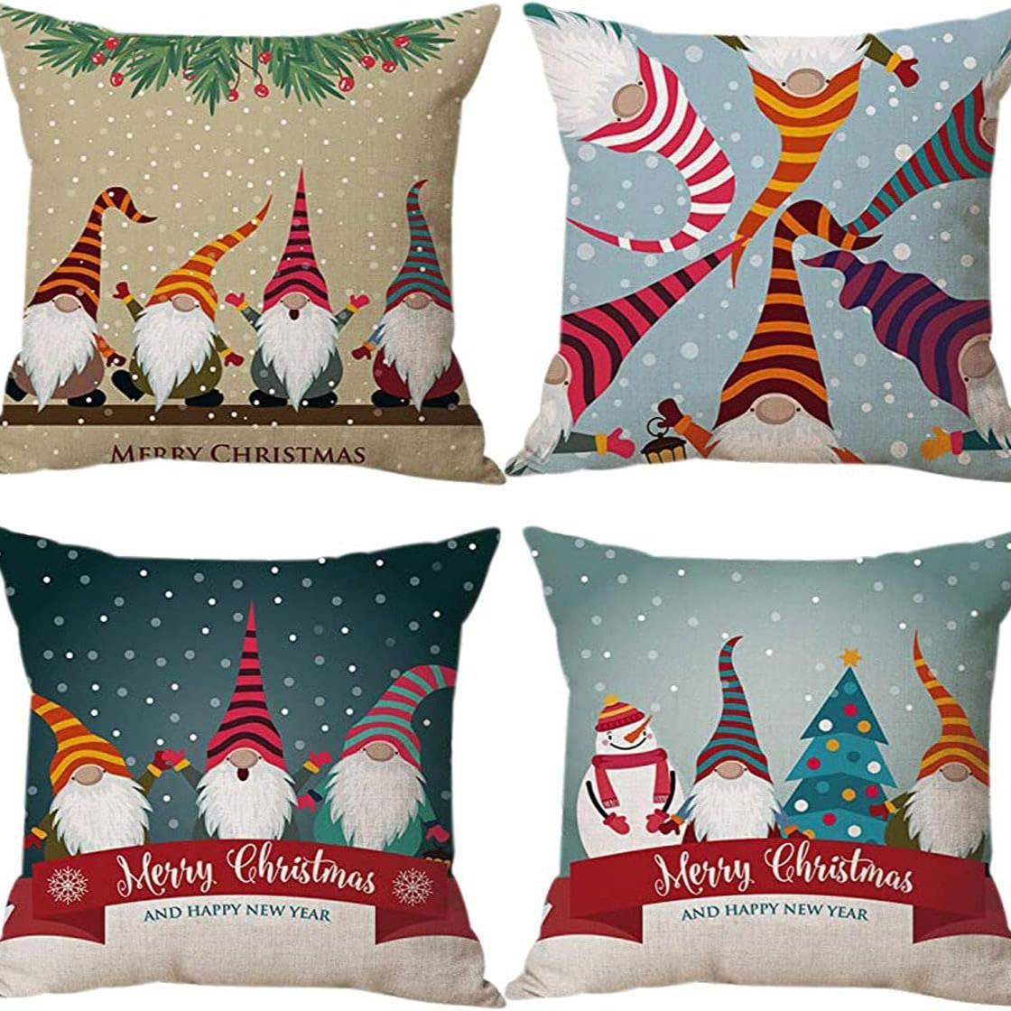 

Рождественский мультяшный набор наволочек Набор из четырех Домашняя гостиная Декоративная наволочка Подушка-спинка Автомобильная поясничная подушка 45 * 45Cm [without core]