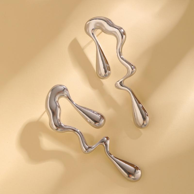 Boucles d'oreilles irrégulières liquides pour femmes, boucles d'oreilles pendantes en métal à géométrie exagérée, bijoux de créateur, accessoires de fête pour femmes, cadeaux