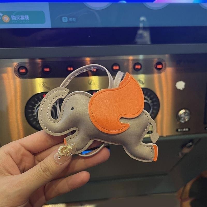 Cute Elephant Bag Pendant Keychain Chic PU Leather Keychains Phone Straps Chain Stylish Keyring for Fashion Enthusiasts