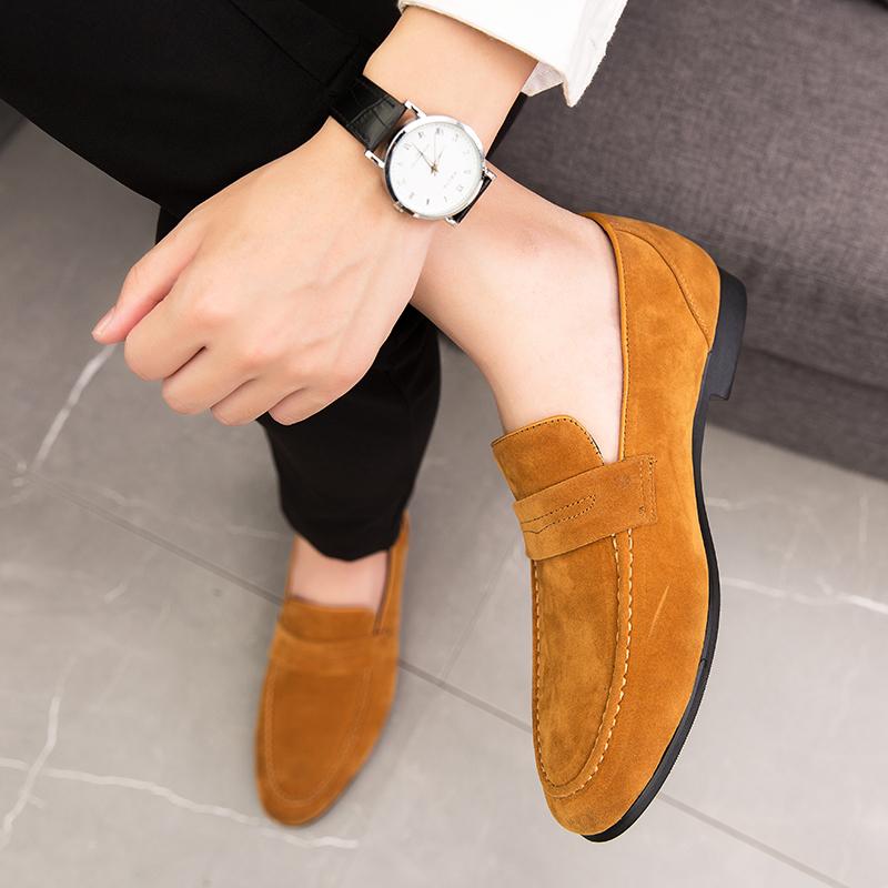 Fashion Brand Spring and Autumn Men's Comfortable Hairstylist Soft Soled Shoes Fashion Nightclub Trendy Men's Matte Leather Bean Shoes