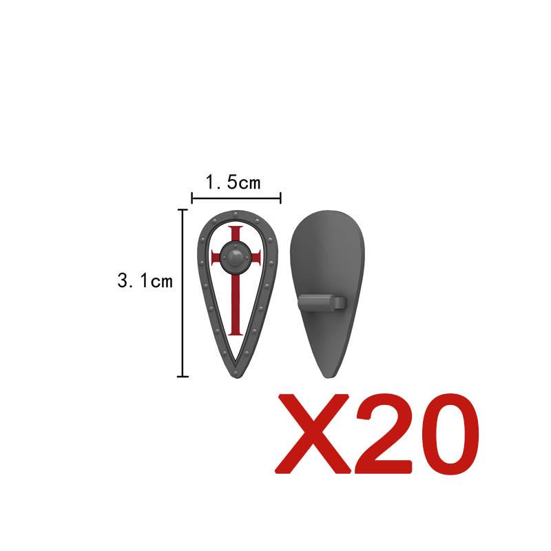 MOC Mittelalterliche Bausteine Charakter Ritter Krieger Zubehörset Helm Schulterrüstung Schild Bogen Pfeil Stein Geschenk Spielzeug X022