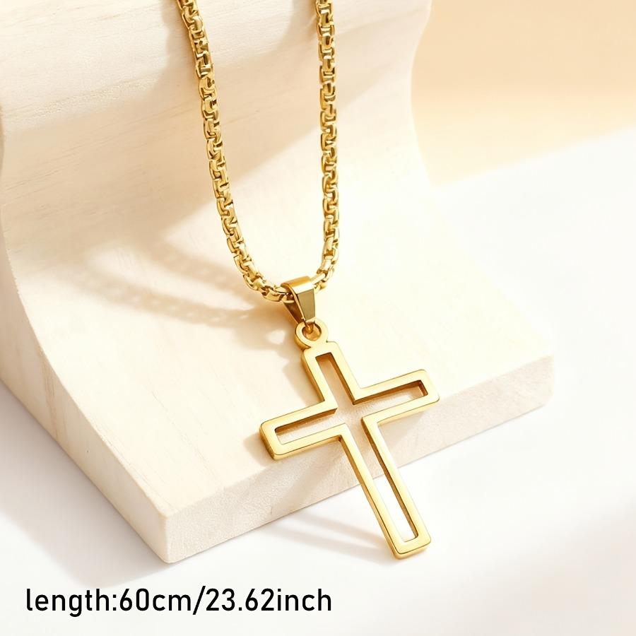 Men'S Stainless Steel Cross Necklace In European And American Style, a Trendy Accessory for Hip-Hop And Rap, Perfect for Everyday Outfits