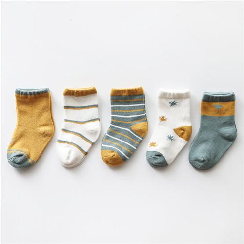 5Pairs/lot Infant Baby Boys Girl Socks Autumn Spring Toddler Baby Socks for Girls Boys Cotton Print Striped Newborn Sock