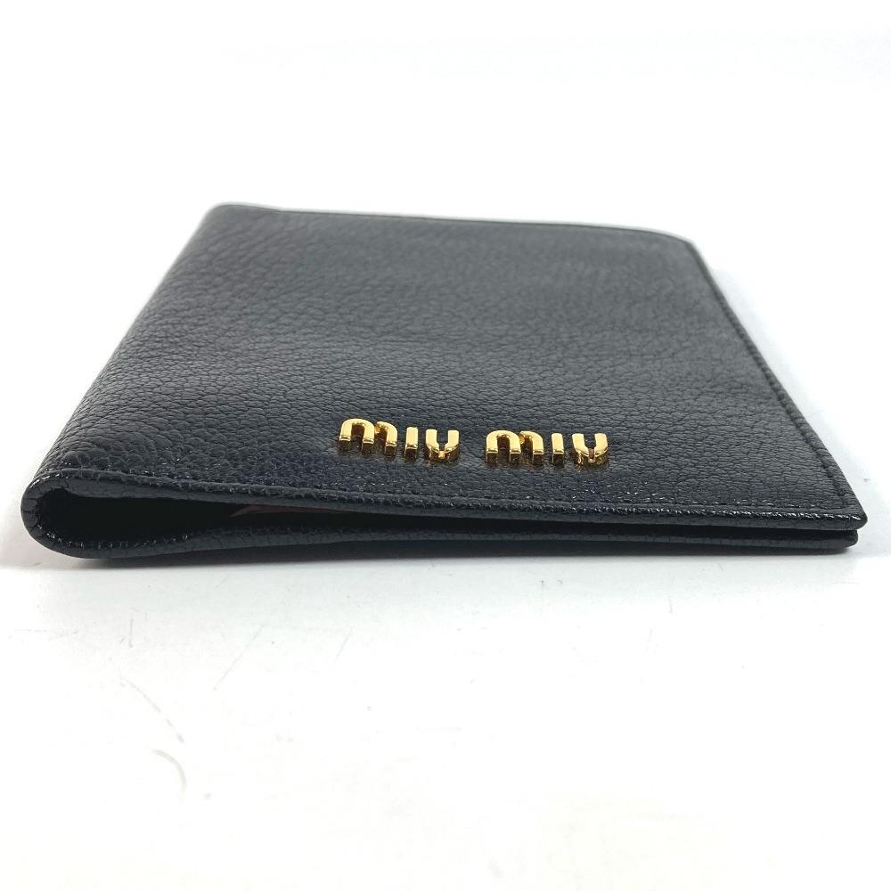 MIUMIU 5MD001 Business Card Holder Pass Case logo Bifold Stationery Card Case