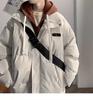 Men's Trendy American-Style Faux Two-Piece Down Coat - Winter Hooded Loose Fit for Cold Protection