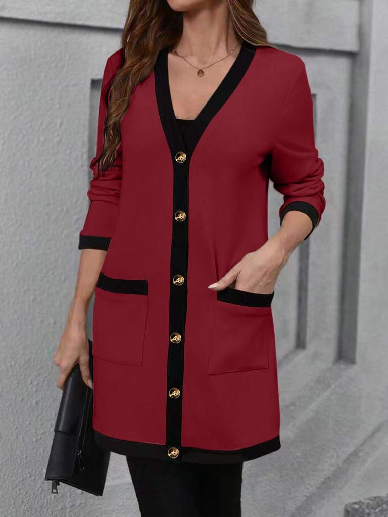 2025 Women's Fashion Color Block Patchwork Single-Breasted Top