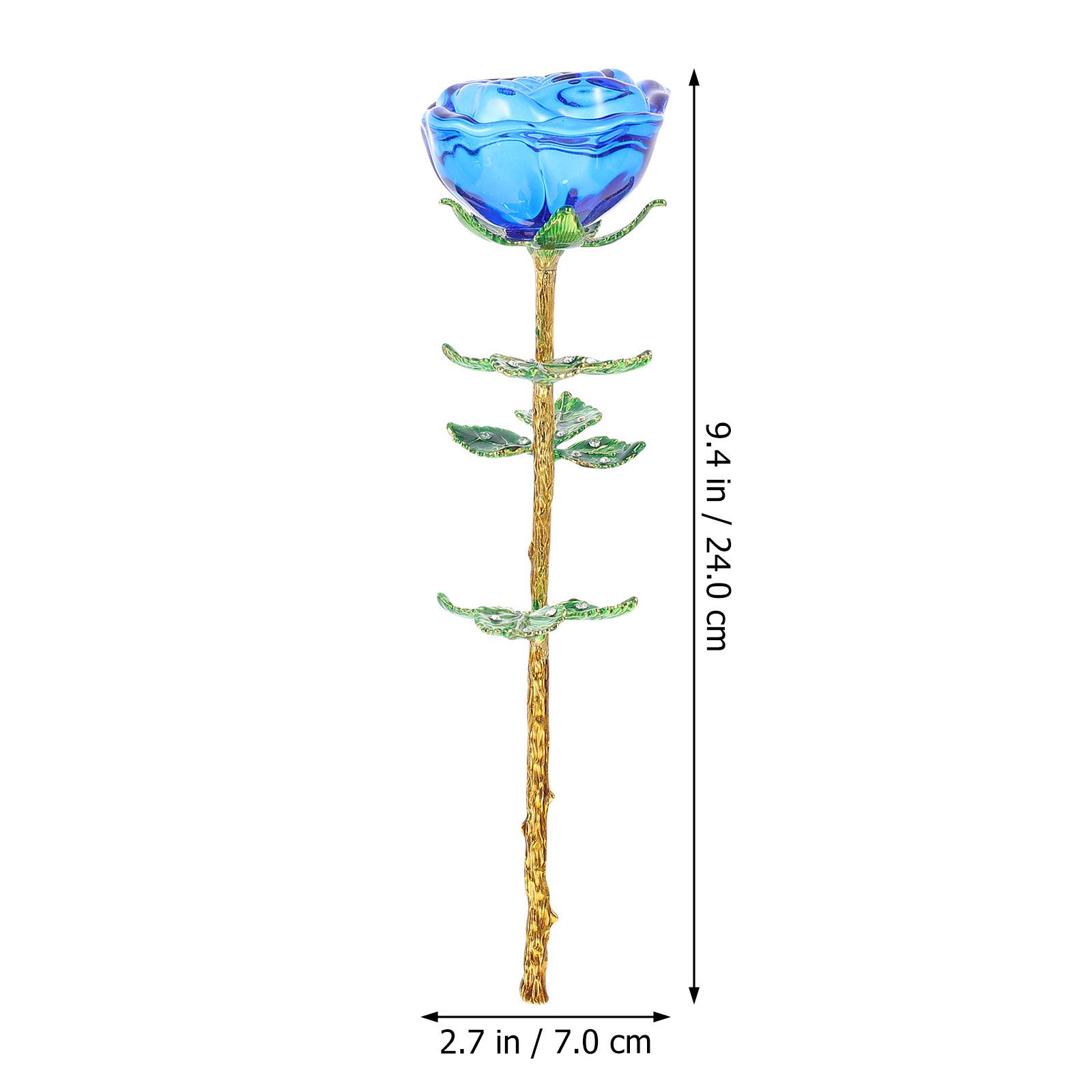 

High Quality Artificial Rose Bouquet Simulation Crystal Glass Roses Romantic Home Decor Gift Housewarming Decor Flower синий