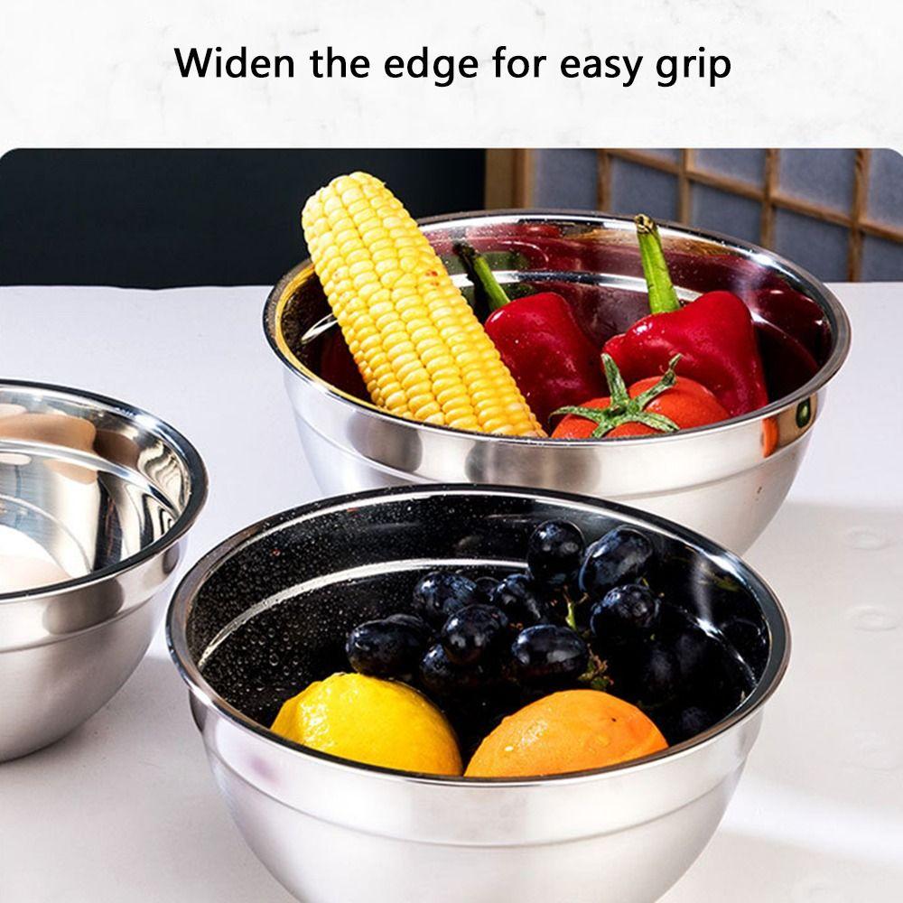 Prepping Mixing Bowls with Lids Stainless Steel Egg Whisking Pan Salad Bowl Set  Cooking Baking