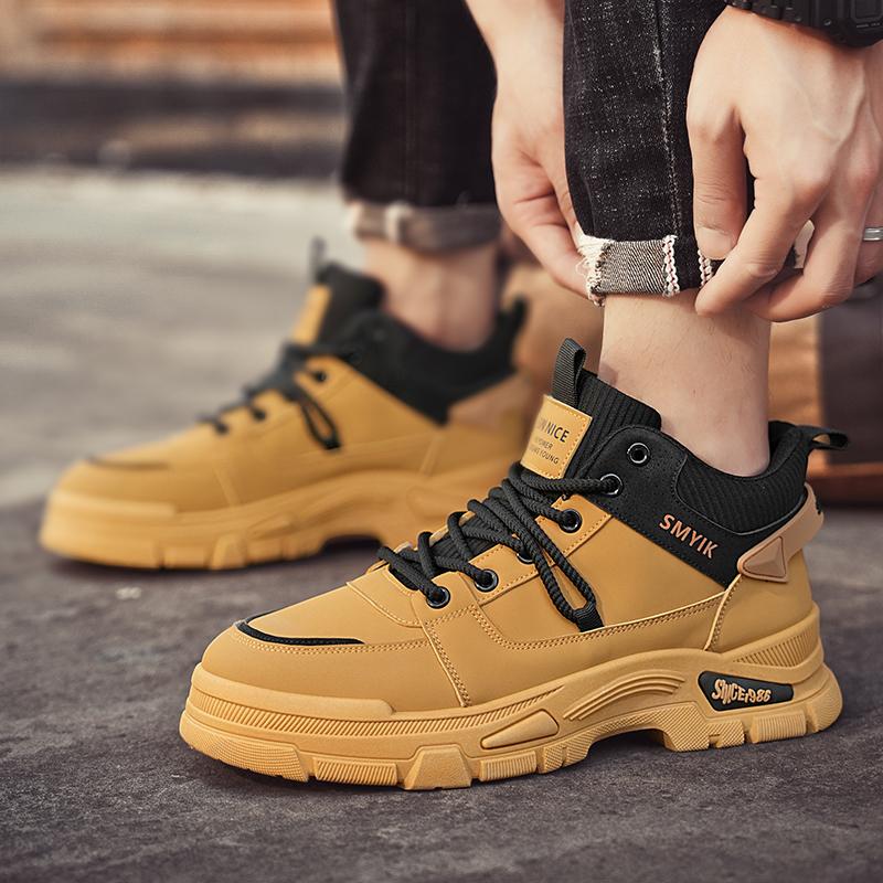 Men's boots autumn and winter low-cut casual boots fashion outdoor walking shoes youth non-slip soft-sole comfort tooling boots