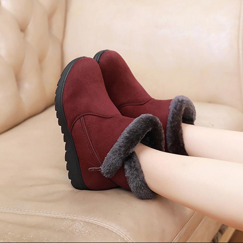 Winter Shoes Women Snow Boots Warm Plush Flat Non-slip Cotton Shoes Fashion Ladies Ankle Boots Black Blue Plus Size 41