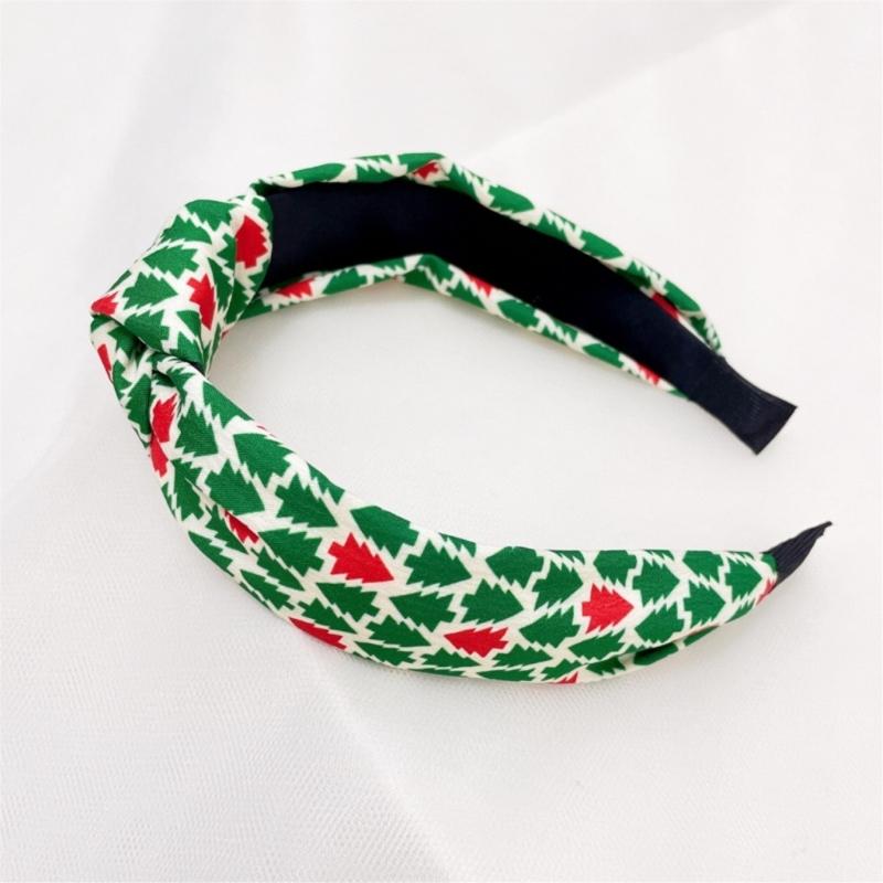 Women Headband Fashion Headband with Knot Christmas Printing Ladies Headdress
