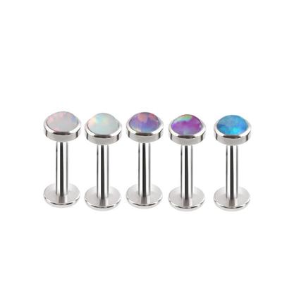 Piercing para labio de acero inoxidable con forma de ópalo, para labio, Monroe, para hombre y mujer, para nariz, cartílago, trago, hélice, joyería corporal, 16 g, plano