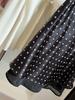 Chic Polka Dot High-Waist Silky A-Line Bodycon Midi Skirt for Women