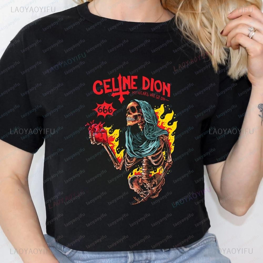 CELINE DION - MY HEART WILL GO ON Trendy Metal Short-Sleeved Shirt for Both Men and Women, Patterned T-Shirt