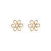 1 Pair Minimalist Hollow Small Flower Copper Zircon Ear Studs, Fade-Free Versatile Women's Earrings
