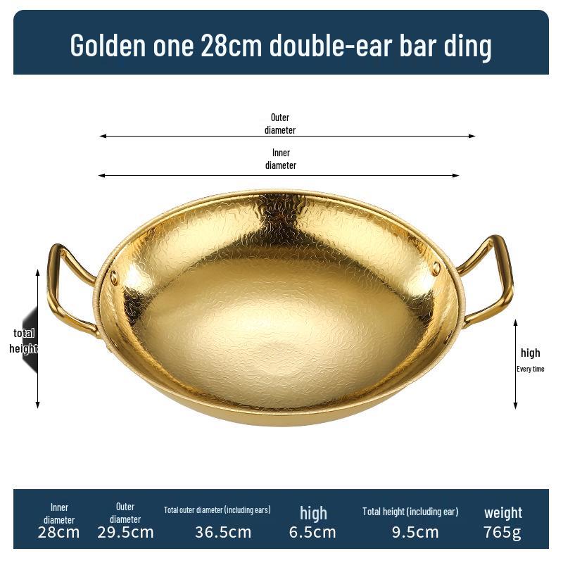 Gold Double Ear Stainless Steel Seafood Pot with Alcohol Stove for Camping
