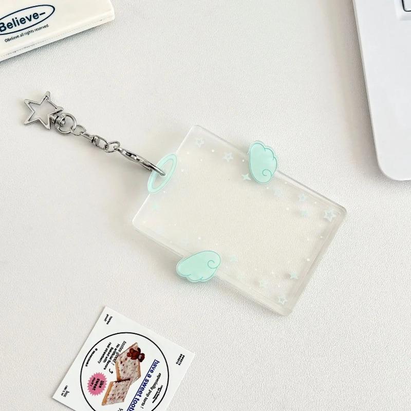 Card Clip, Keychain Sleeve, Transparent Acrylic Badge ID, Album Photo Frame, Convenient and Practical for Going Out