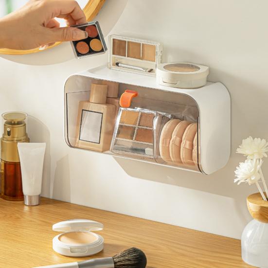 Wall Mount Storage Box with Adjustable Dividers Flip-open Collapsible Closet Plastic Socks Underwear Organizer for Home Dorm