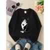 Kids Sweatshirt - Black And White Cat with Heart Pattern Machine Washable, Spring And Autumn, Sportswear And Casual Wear, Soft And Comfortable