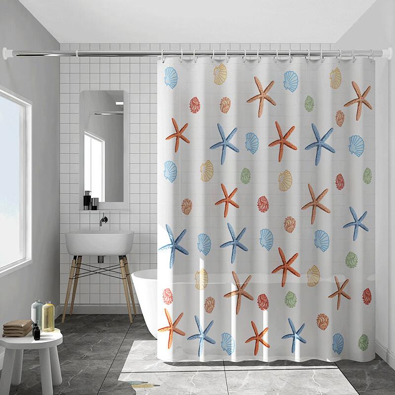 No-Punch Waterproof PEVA Shower Curtain