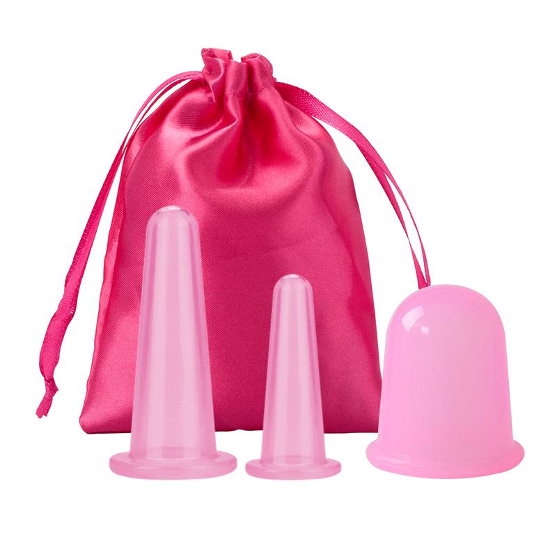 

BEPAN 3PC Silicone Vacuum Suction Cup Massager Body Facial Suction Cup Massage Suction Cup Anti-cellulite Vacuum Treatment Massager рожевий