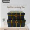 Modern Minimalist Large Black Manta Ray Pattern Leather Box with Retro Metal Buckle for Model Room Decor