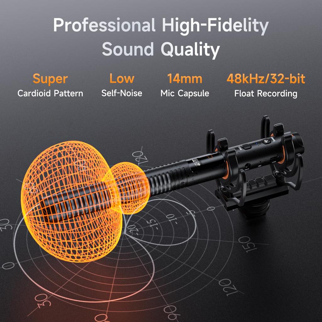 comica VM40 Wireless Gun Microphone 32GB Internal Super Wireless Wired Dual 200m Transmission External Microphone for and and Condenser Microphone
