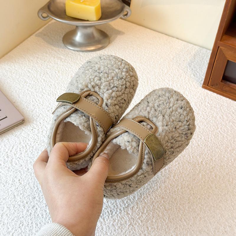 Plüschgefütterte Winter-Mokassins für Mädchen - Warme Baumwoll-Outdoor-Schuhe für kleine Mädchen