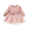 2024 Spring & Autumn European-American Mesh Long Sleeve Dress for Baby Girls - Trendy Children's Fashion Skirt.