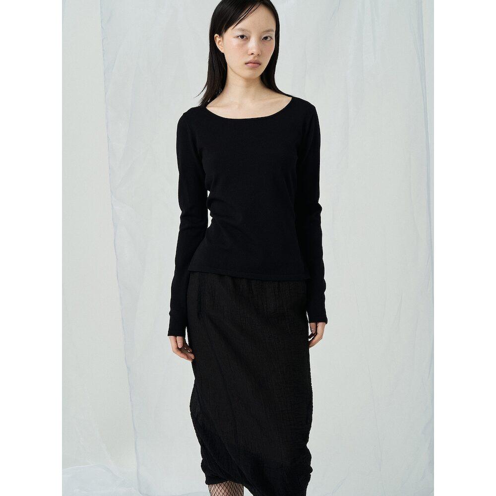 Anggae Back Ribbon 2Way Pullover Black