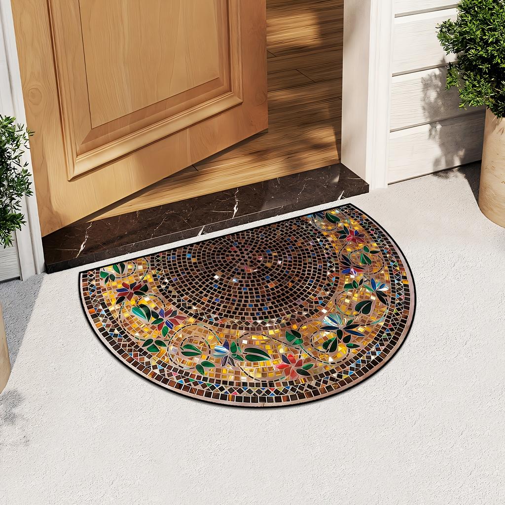 Luxury Retro Ethnic Style Welcome Mat Artificial Vision Carpet Home Semi-Circular Suitable for All Seasons Anti-fouling