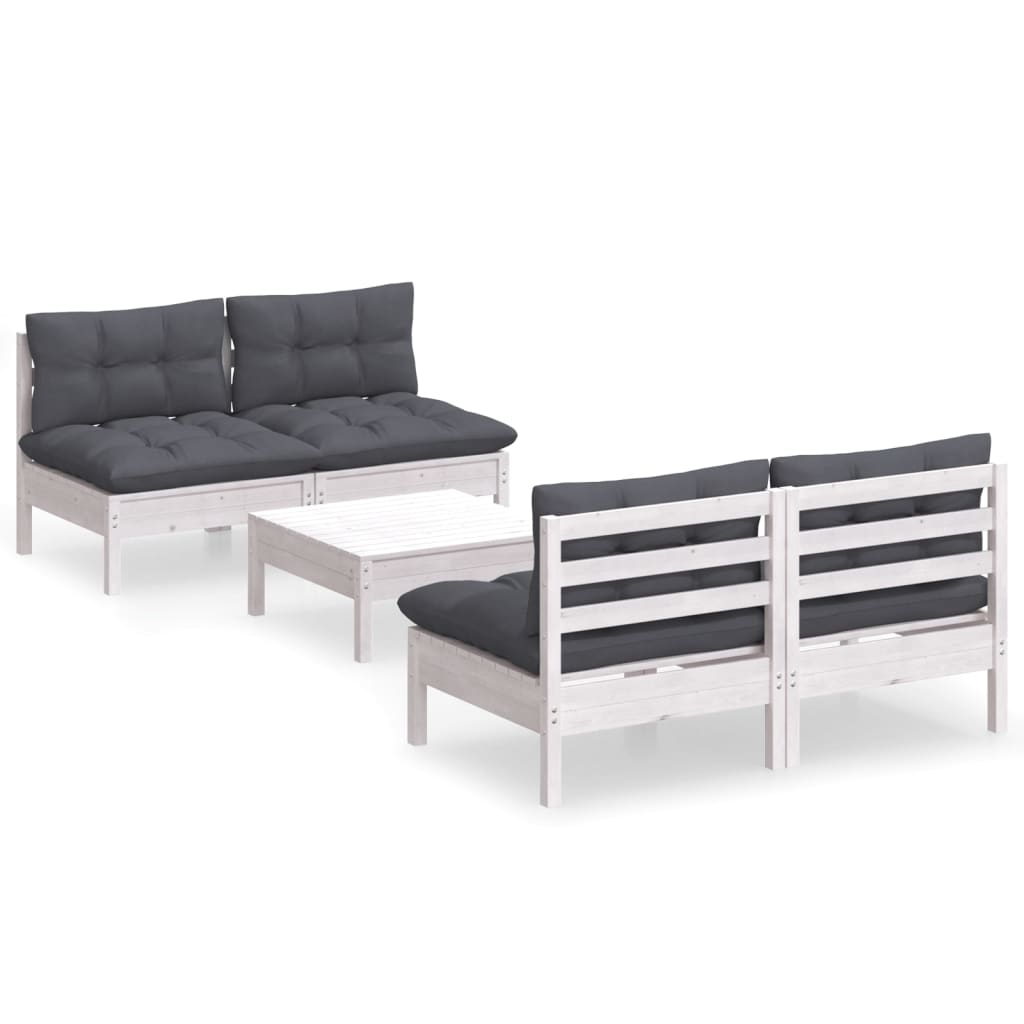 Vidaxl 5-Cz. Garden Lounge Set, Anthracite Cushions