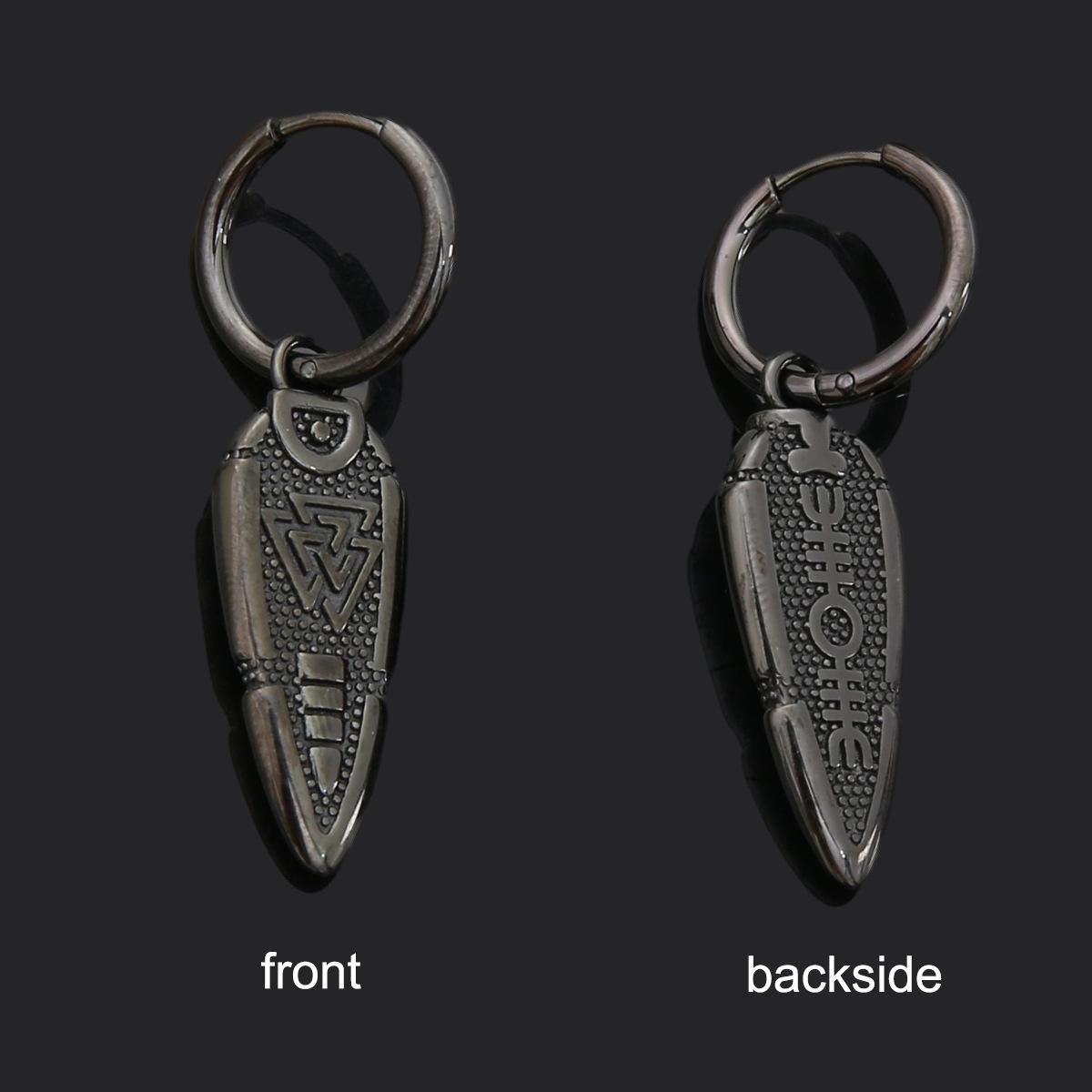 

Европейские и американские серьги из нержавеющей стали с полировкой и рунами викингов чёрный