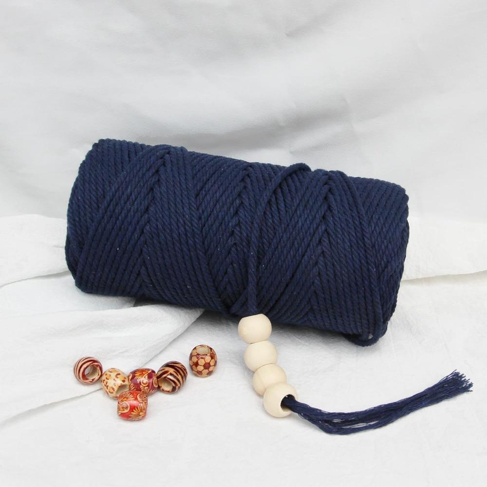 

3мм*100м Шнур для макраме 100м Цветная хлопковая веревка Витая веревка для макраме Аксессуары для рукоделия DIY Рождественский декор для дома и свадьбы темно-синий