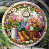 Wooden Sign with Blooming Flowers Pattern - Charming Round Ornament for Front Door, Wall, Yard Hanging Decor - Ideal Gift for Friend
