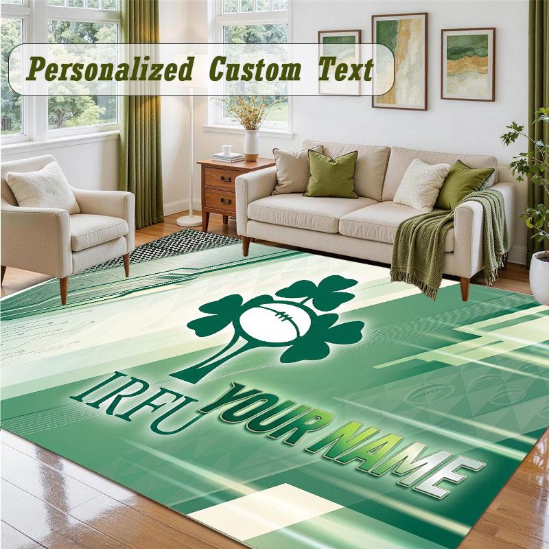 Crystal Velvet Square Rug Custom NameIreland Rugby Pattern Non Slip Home Floor Decor Rug