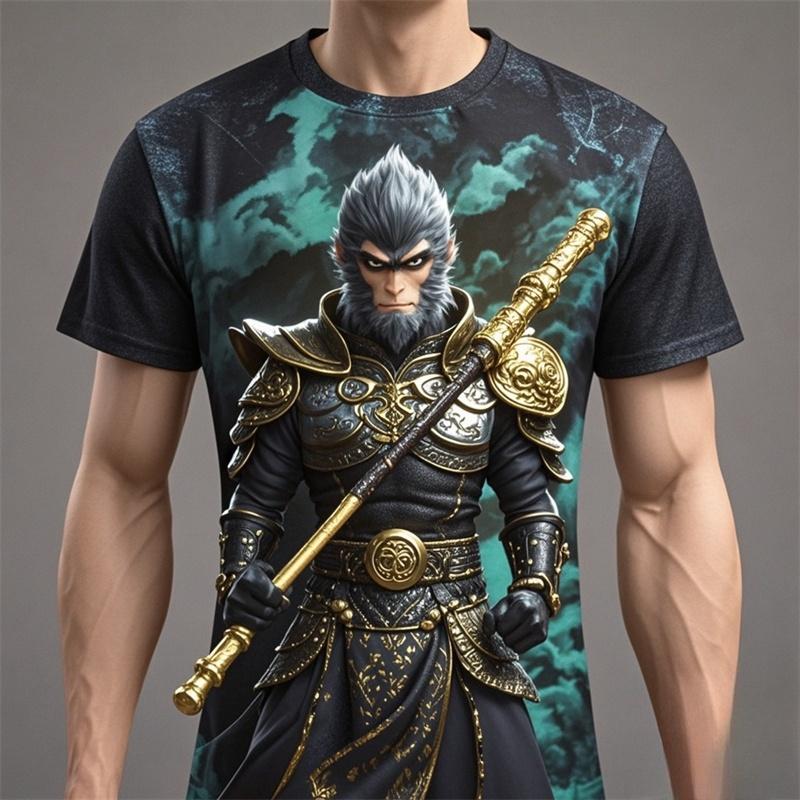 

Футболка Explosive Game Black Monkey King для мужчин, детская повседневная одежда мечты, большой размер, принтованная новая футболка для мужчин 6XL