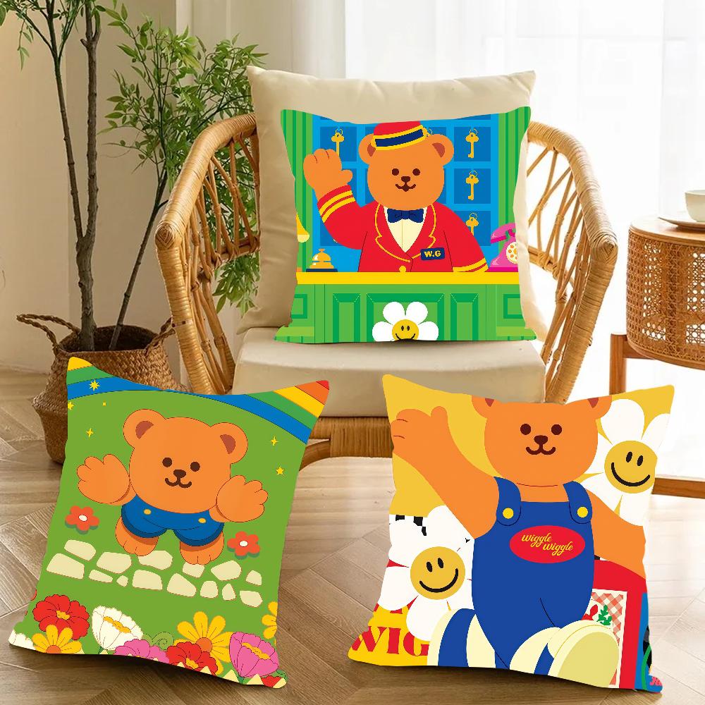 Happy W-wiggle Cartoon Pillow Case Applicable Space For Guest Rooms Interiors Cars Office House Decoration