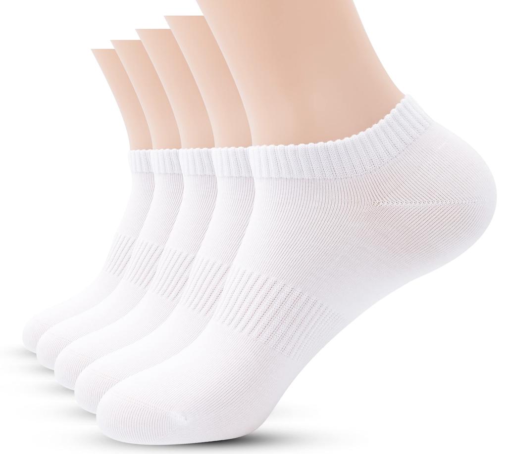 Banerise Sneaker Ankle Solid Cotton Short 5 Sizes Socks, Socks, Color, 100% (Excluding Elastic), Seamless, Socks, Unisex, Pairs, White, 22-24cm