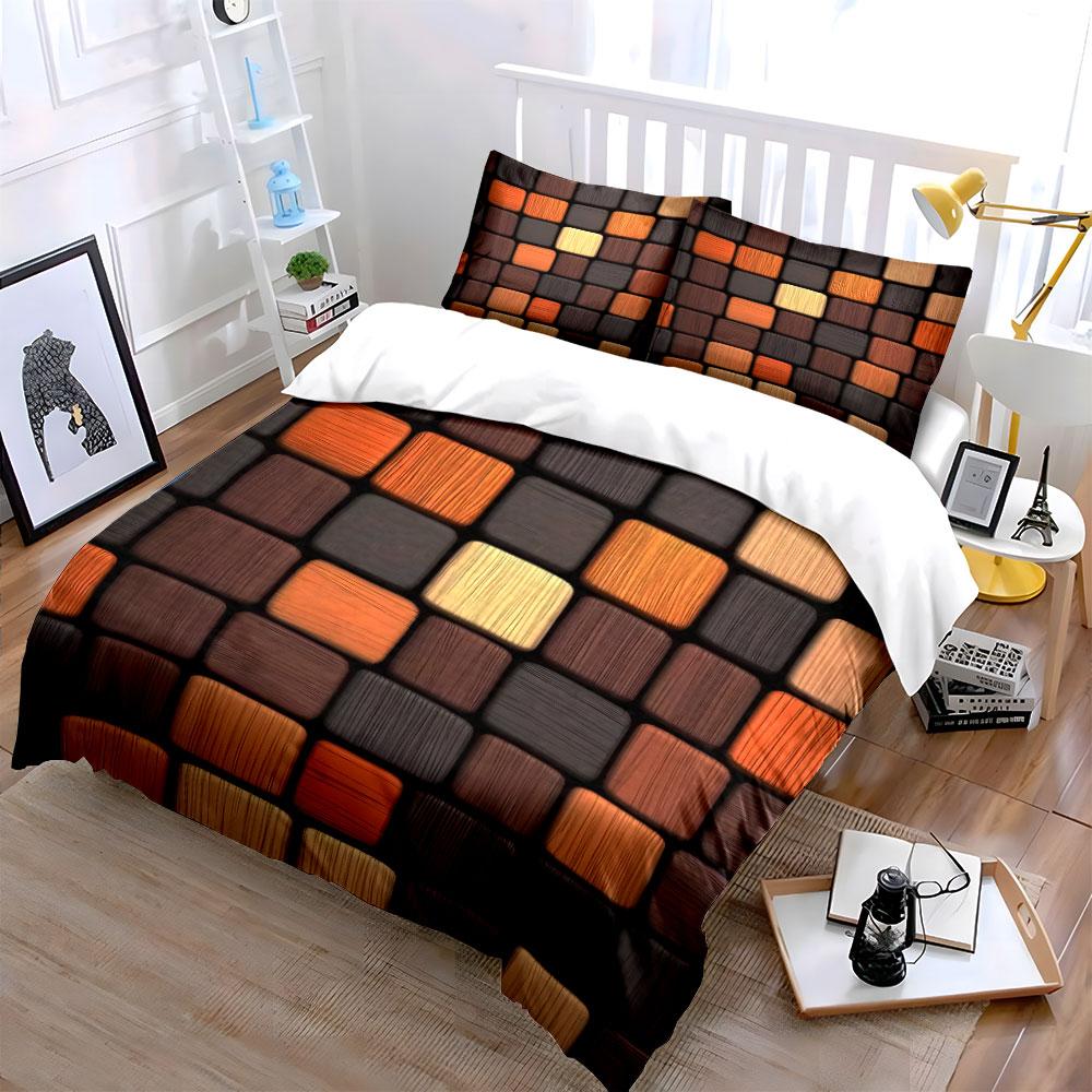Decorative Wooden Pattern Panels Soft Comfortable Duvet Cover Bedding Set Included 1*Duvet Cover & 2*Pillowcases, Gift