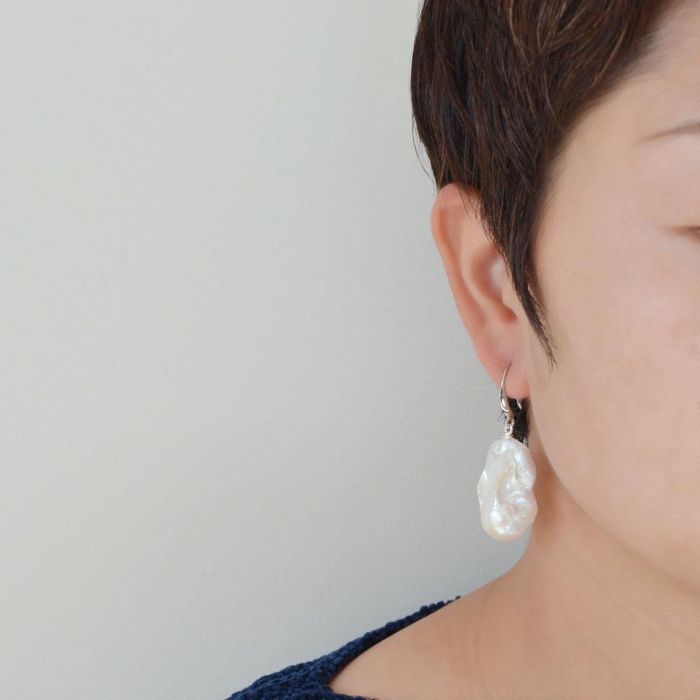 Orecchini da donna con pendente in perla bianca naturale grande, orecchini in argento con sfera di fiamma, orecchini pendenti con perla barocca grande, spedizione gratuita