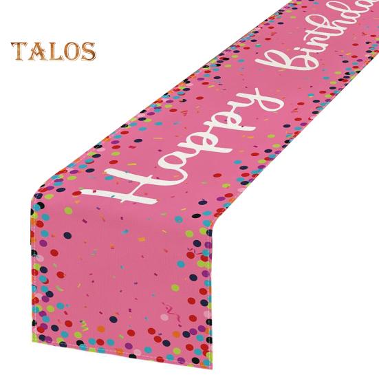 Wszystkiego Najlepszego Bieżnik na Stół Nadruk Balonów i Konfetti Chroni Stół przed Ciepłem i Zarysowaniami Wielokrotnego Użytku Dekoracja Ochronna Stołu Stół na Przyjęcie Urodzinowe