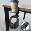 Newseed seena Aluminum Rotating Multifunctional Headphone Hanger with Drink Black 360° Holder, SE-E02A3601-BK