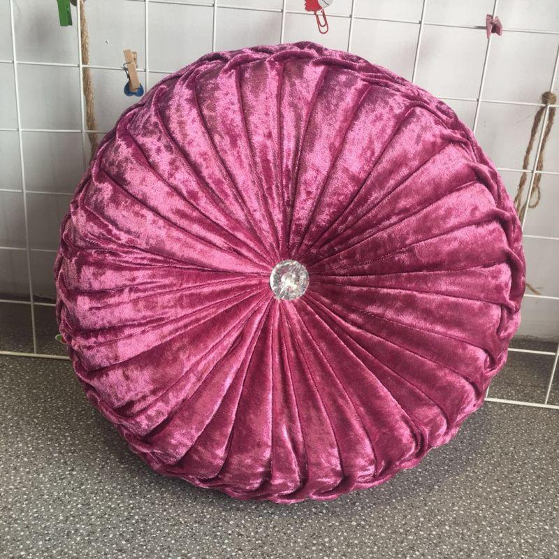 Luxurious Round Velvet Pumpkin Cushion With Charming Pleated Design And Soft Touch