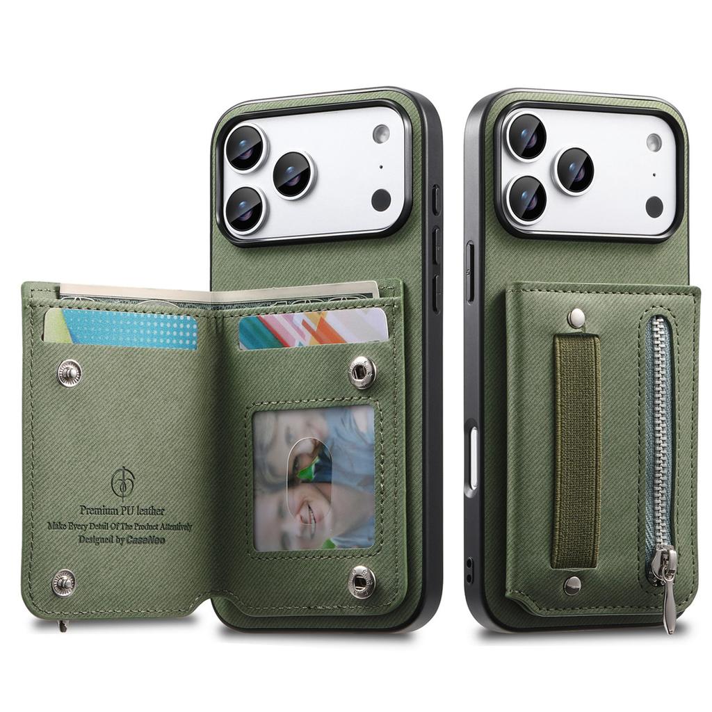 Wrist Strap Flip RFID Wallet with Card Holder Phone Case for IPhone Air 17 16E 16 Plus 15 14 13 12 11 Pro Max Leather Cover